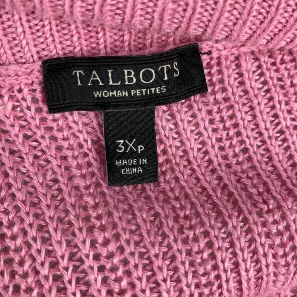 Talbots Woman Petites Open Front Pink‎ 100% Linen Cardigan Sweater Pockets 3XP - Picture 6 of 7